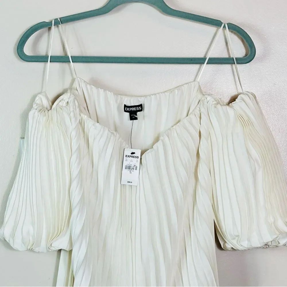 Express Cream Pleated Blouse